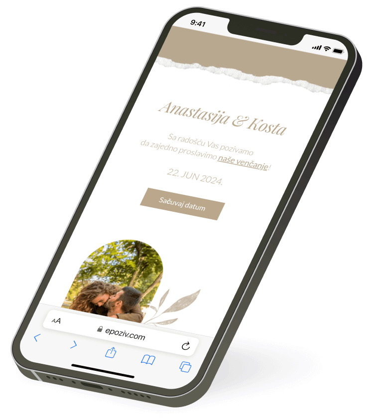 Phone mockup prednosti e pozivnice za venčanje